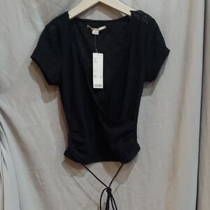 URBAN OUTFITTERS Black Semi Sheer Top